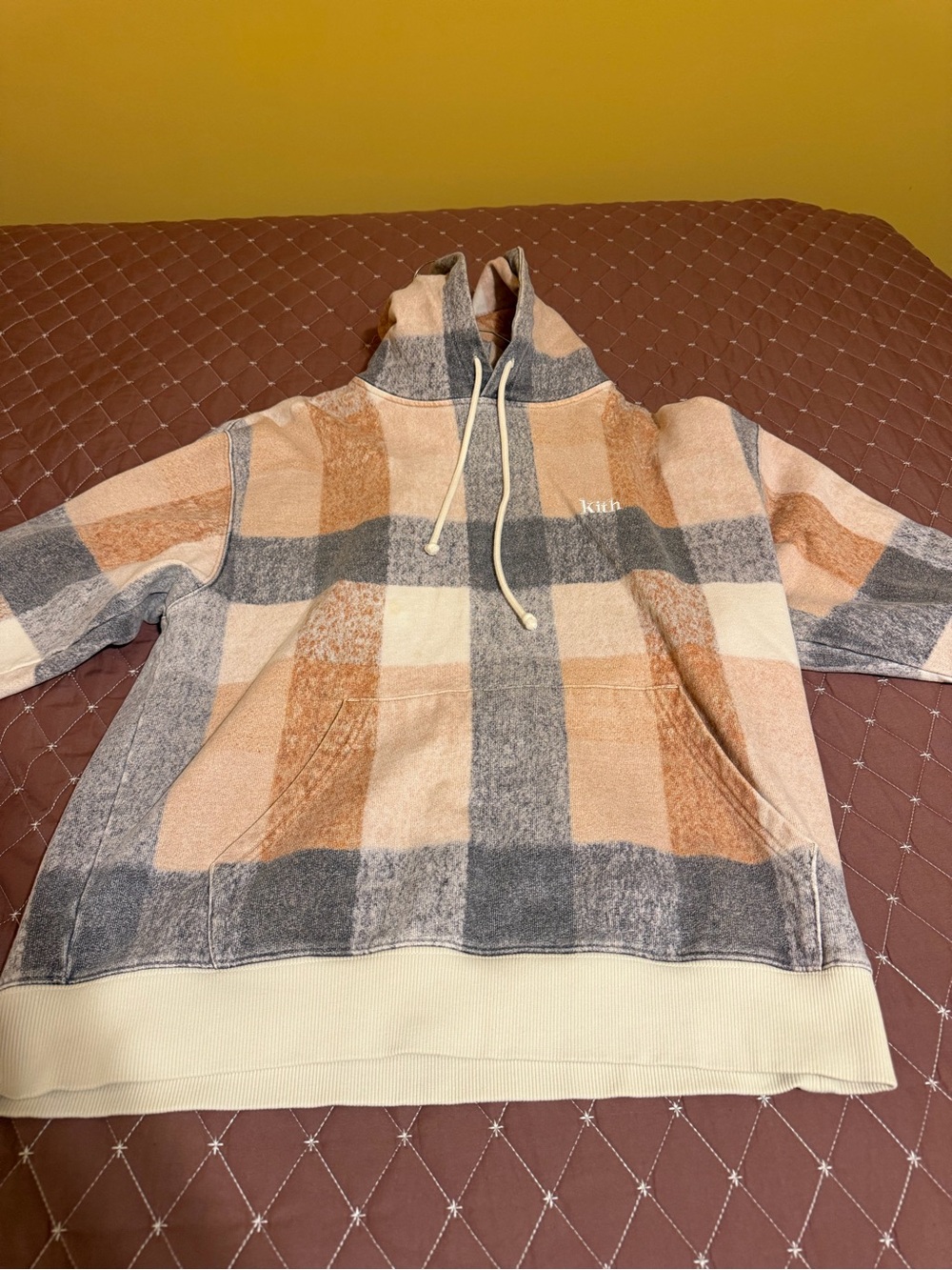 Kith Men's Plaid Crewneck Sweater - Cream, Gray & Brown